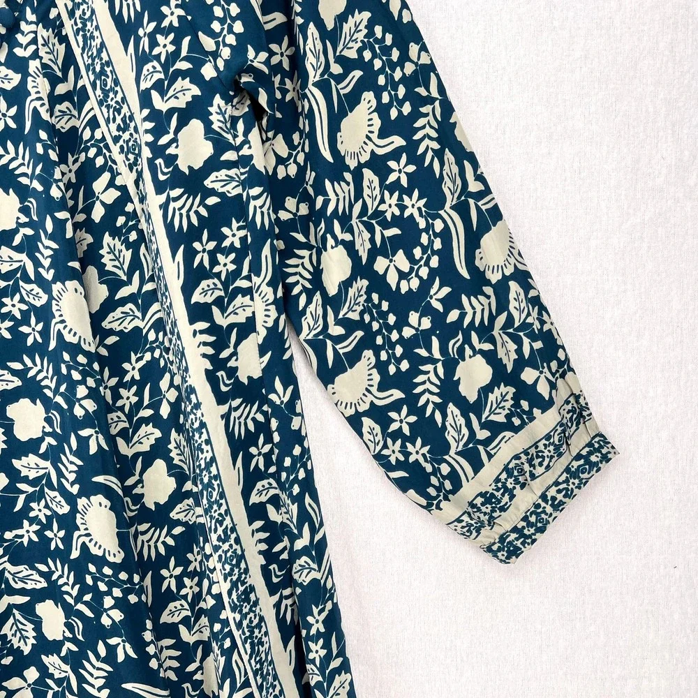 NATALIE MARTIN Fiore Short Dress Womens Small Pomegranate Blue Floral Print - Picture 8 of 16